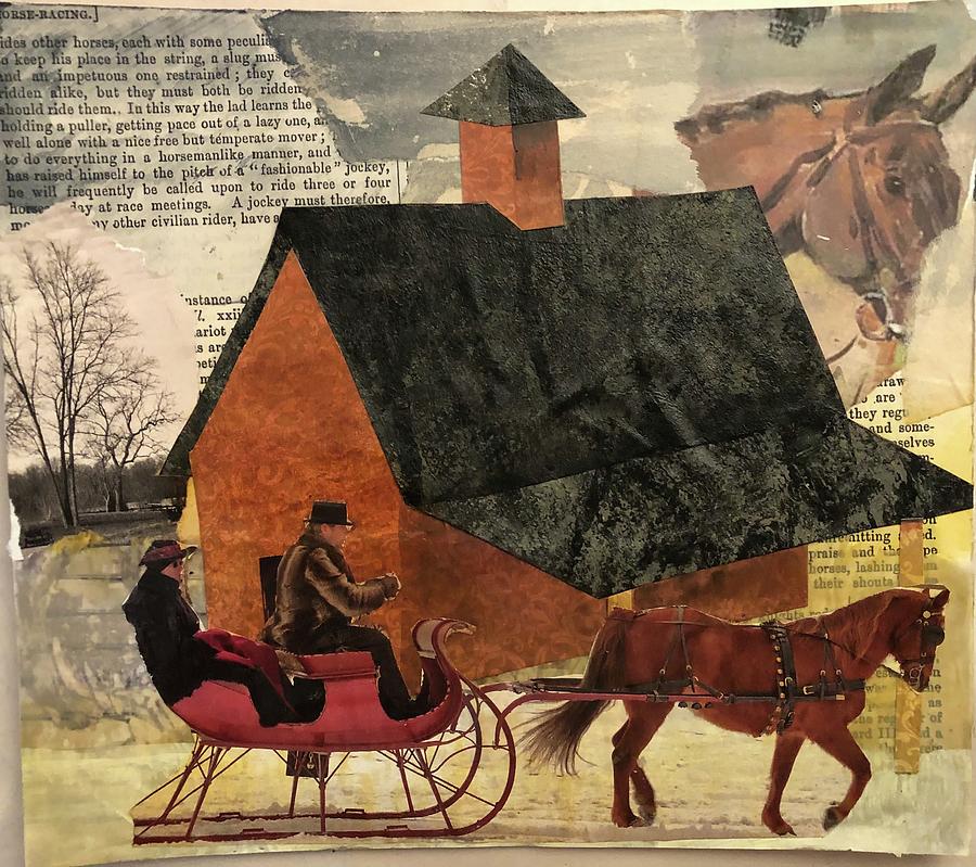 Barn and Sleigh Ride Mixed Media by Lisa Curry Mair