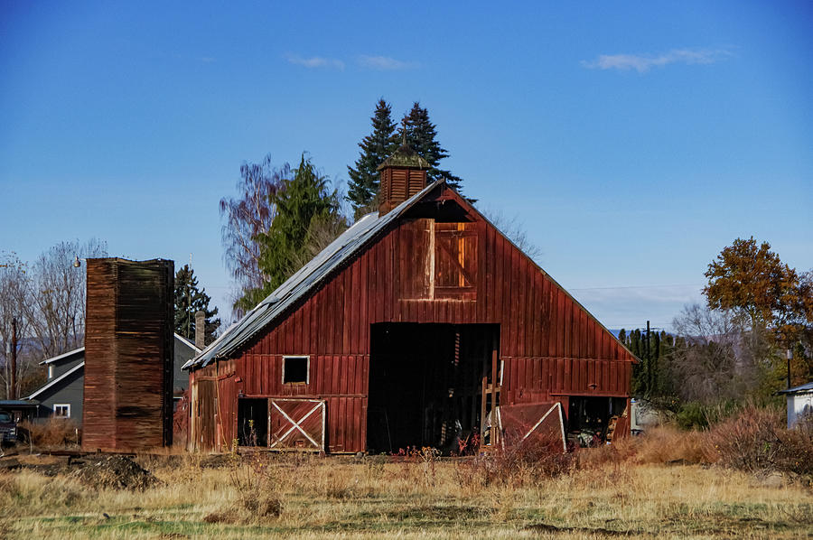 Barn And Wooden Silo Photograph