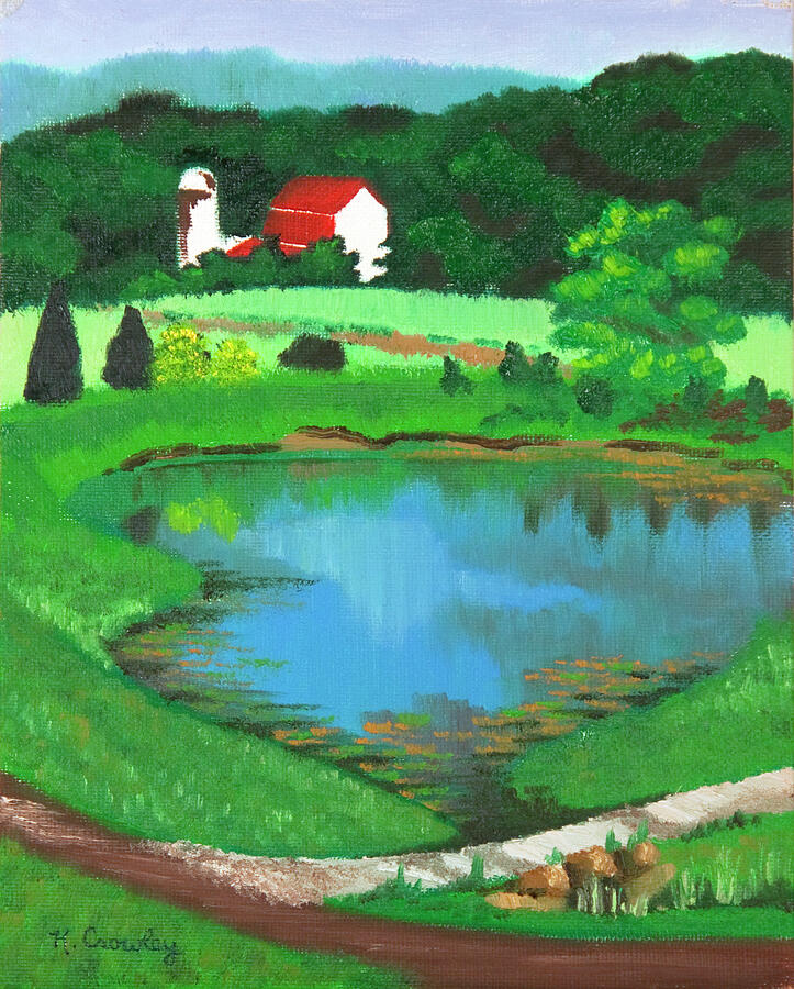 Barn at Dawes Arboretum Painting by Katherine Crowley