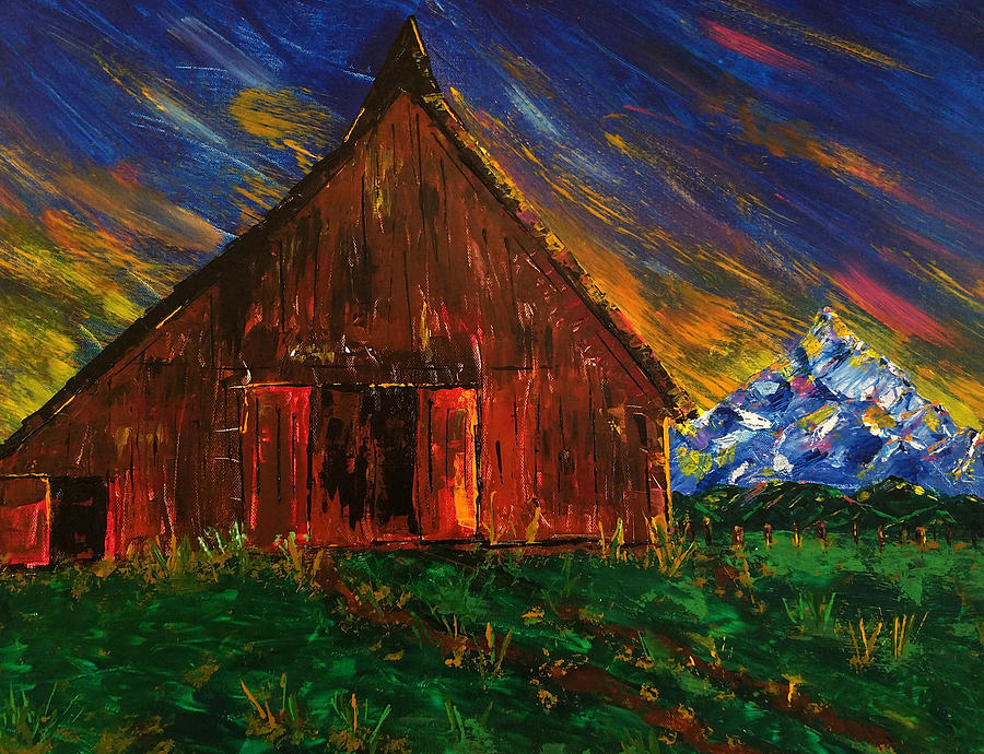 Barn At Sunrise Painting by Brent Knippel