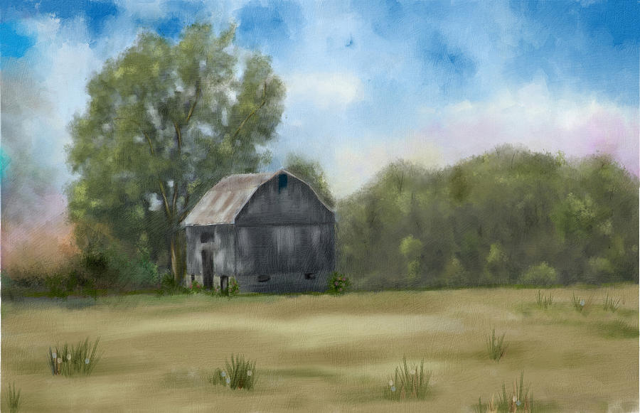 Barn at the Edge of the Forest Digital Art by Mary Timman