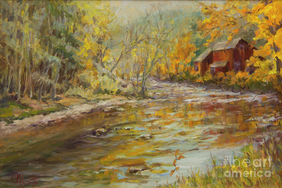 Barn By the River Painting by BRossitto