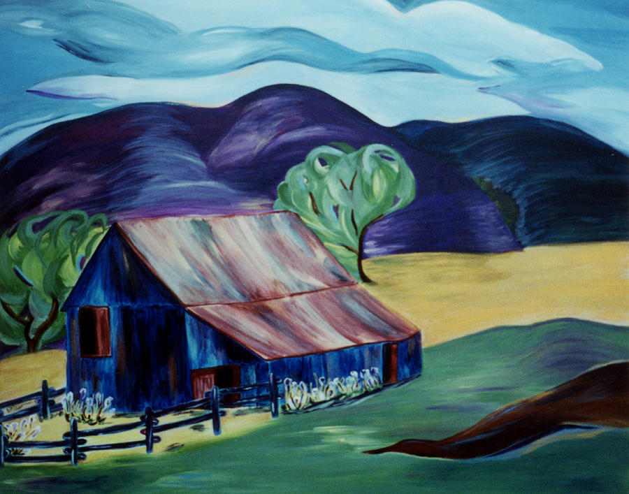 Blue old barn Painting by Genevieve Holland