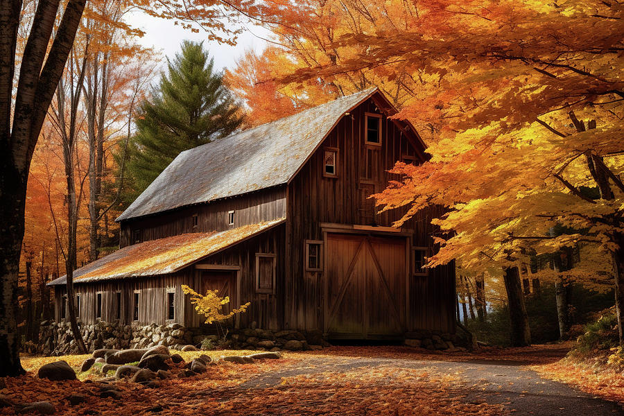 Barn House Amongt Autumn Trees Photograph by Athena Mckinzie
