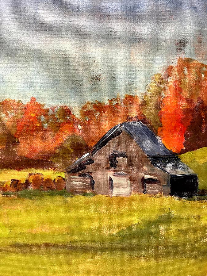 Barn In Autumn Painting