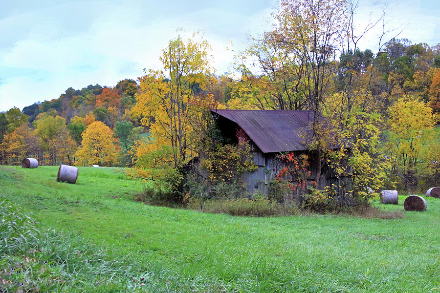 Barn in Fall Landscape Photograph by Angela Murdock