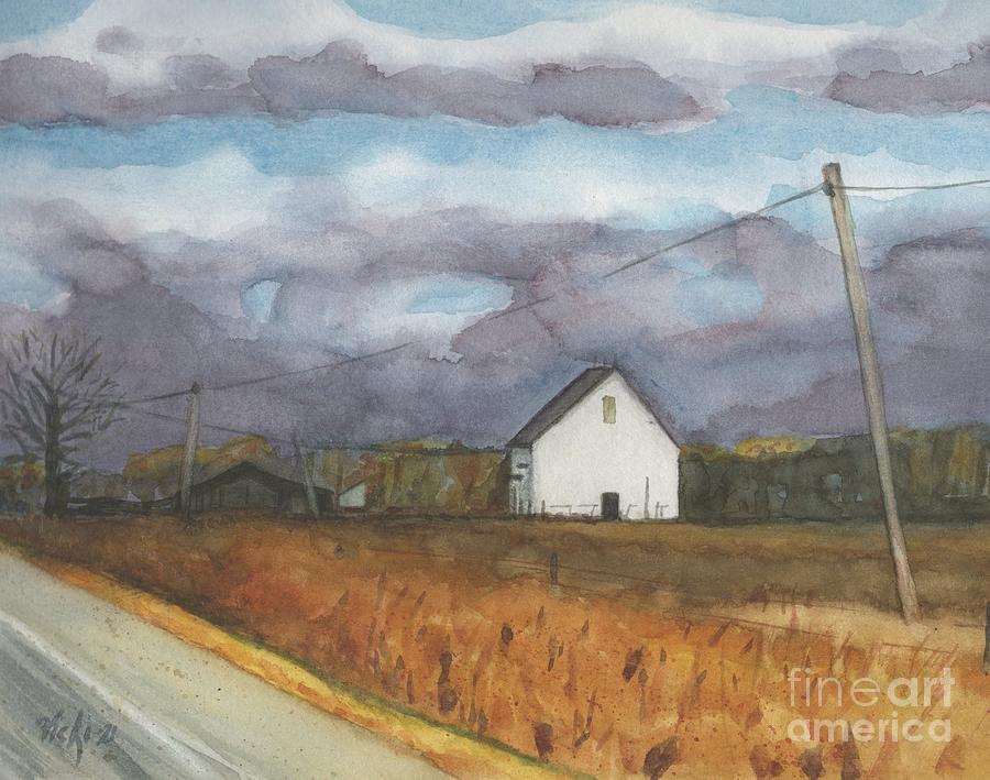 Barn in Field Painting by Vicki B Littell