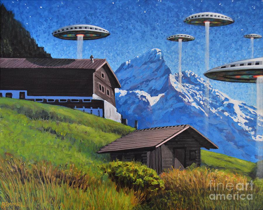 Barn in the Alps Painting by Dan Remmel