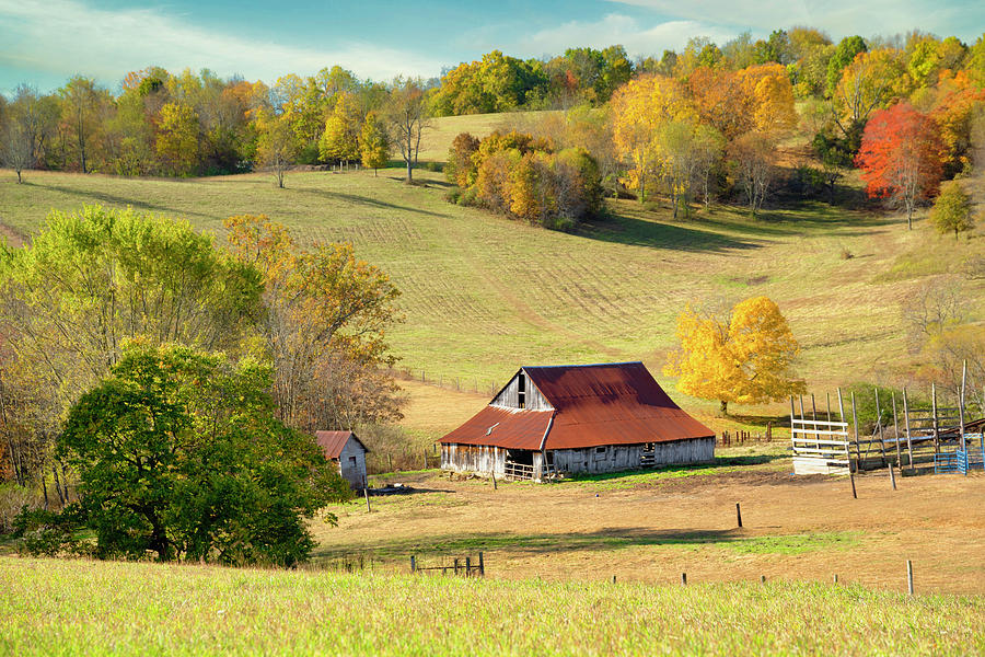 Barn in the Autumn Hills Photograph by Tom Mc Nemar - Pixels