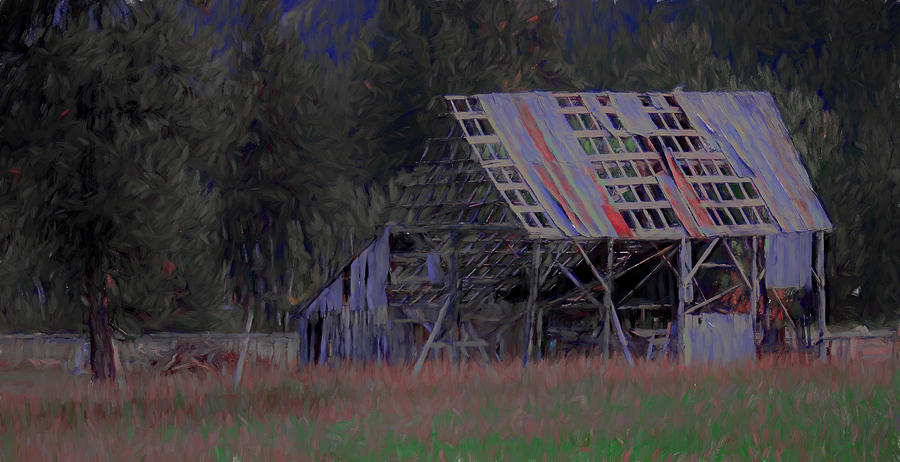 Barn in the Cascades Painted  Photograph by Cathy Anderson