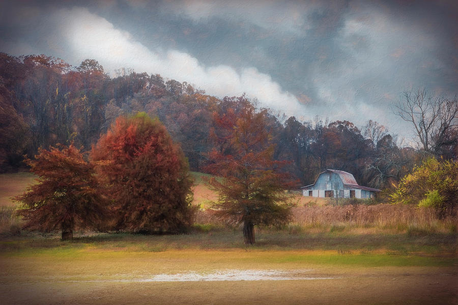 Barn in the Field Smoky Mountains Painting Photograph by Debra and Dave Vanderlaan