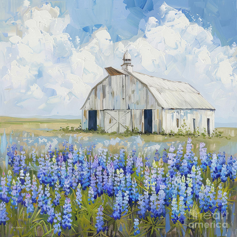 Barn In The Lupines Painting by Tina LeCour