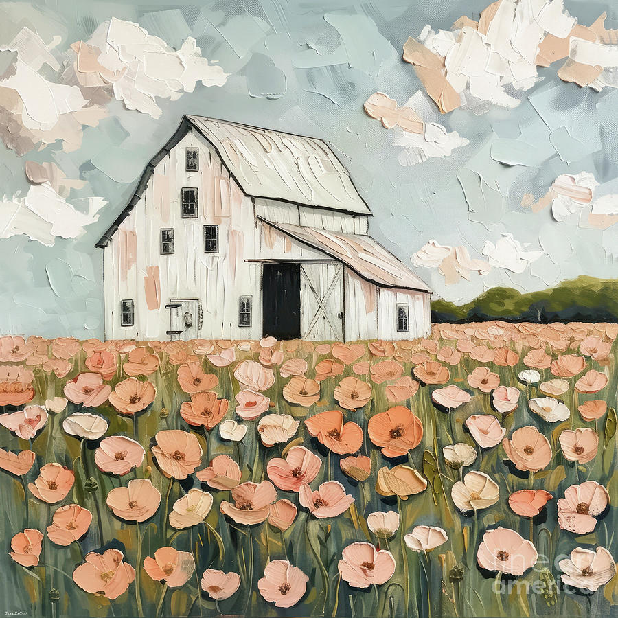 Poppy Painting - Barn In The Poppies by Tina LeCour