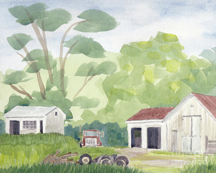 Outbuildings off Bay Dale Drive Painting by Mike Robinson