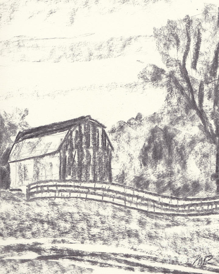 Barn on Bay Head Road Drawing by Mike Robinson