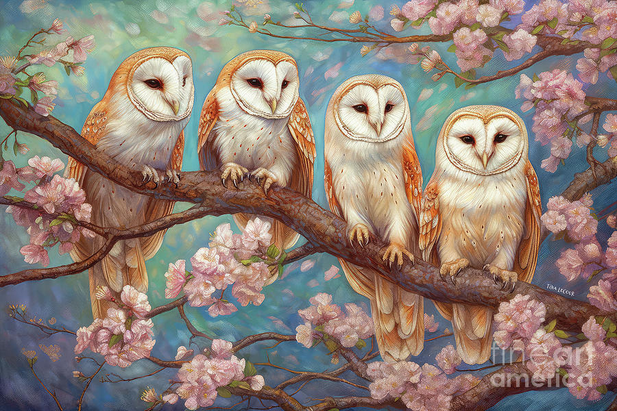 Barn Owl Bliss Painting by Tina LeCour