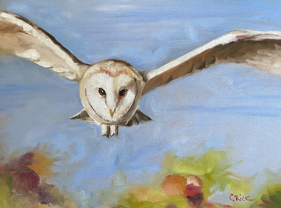 Barn Owl in Flight Painting by Chris Rice
