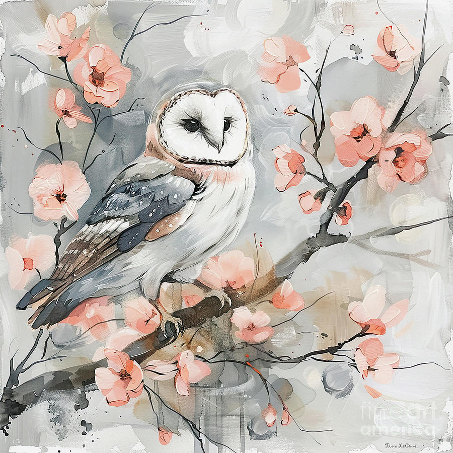 Barn Owl In The Peach Blossoms Painting