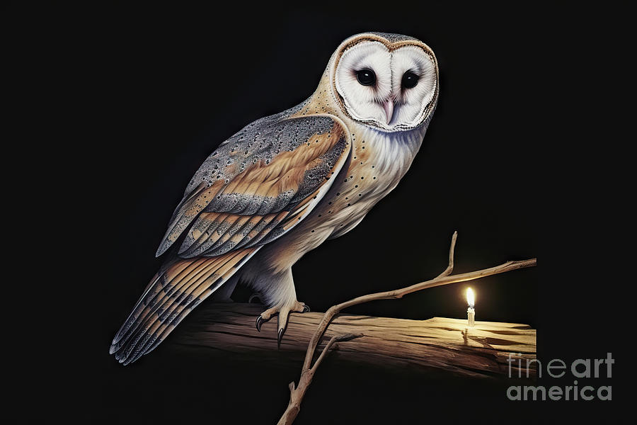 Owl Painting - Barn owl by N Akkash