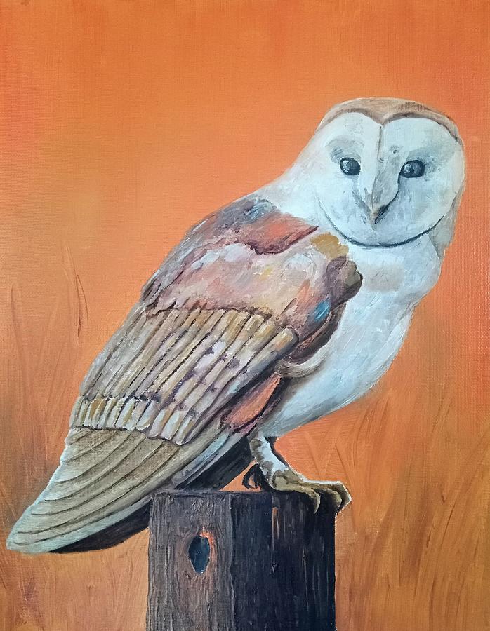 Barn Owl Painting by Sophia Gaki Artworks