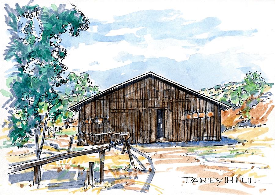 Barn Drawing by Tom Taneyhill