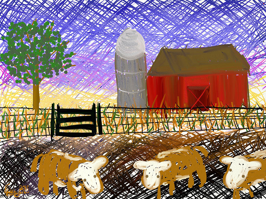Barn Twine Painting by Lisa Hinshaw