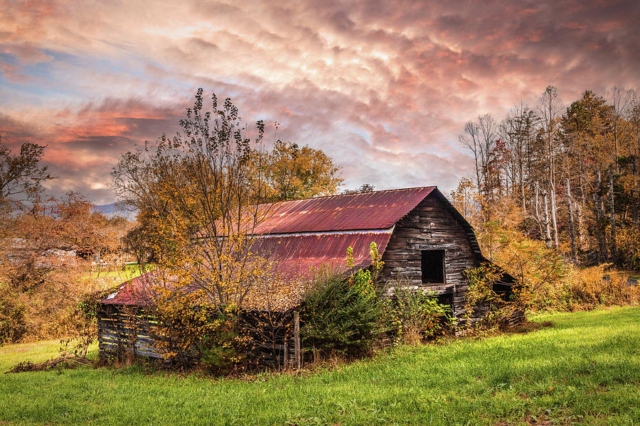 Barn Under Autumn Skies Photograph by Debra and Dave Vanderlaan