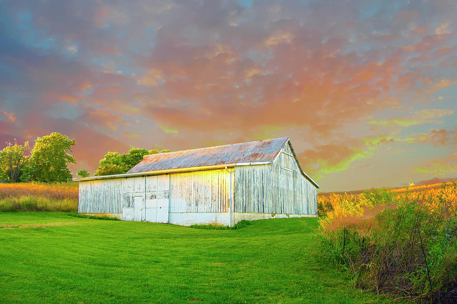 Barn-White Barn-Western Iowa Photograph by William Reagan - Pixels