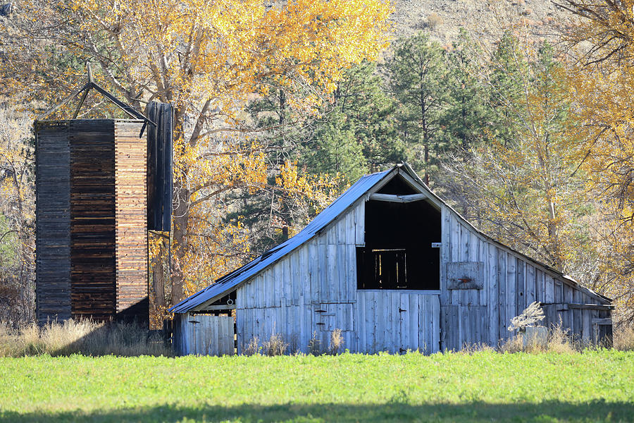 Barn With A Wooden Silo Photograph