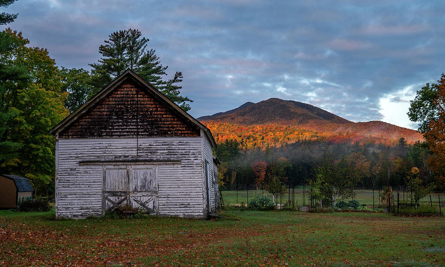 Barn With Adirondack Mountain Sunrise Photograph by Mark Papke