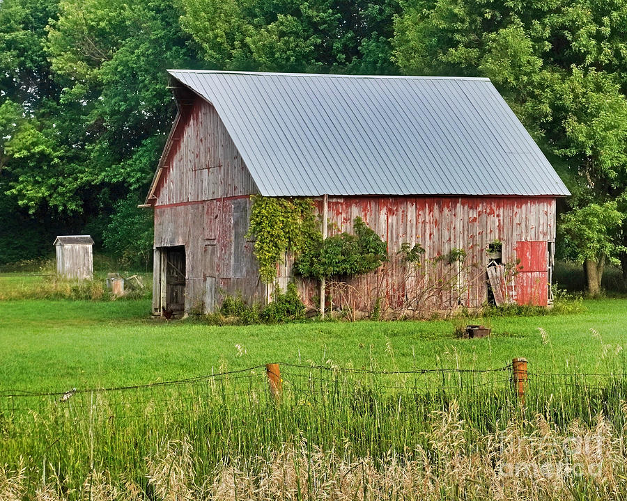 Barn With Outhouse Photograph by Kathy M Krause