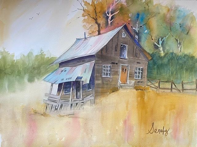 Barn with Porch Painting by Scott Serafy