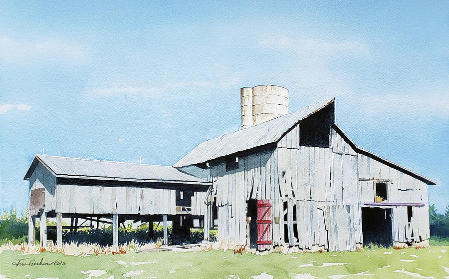 Barn with Red Door Painting by Jim Gerkin
