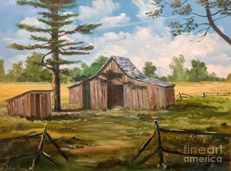 Barn With Shed Painting by Lee Piper
