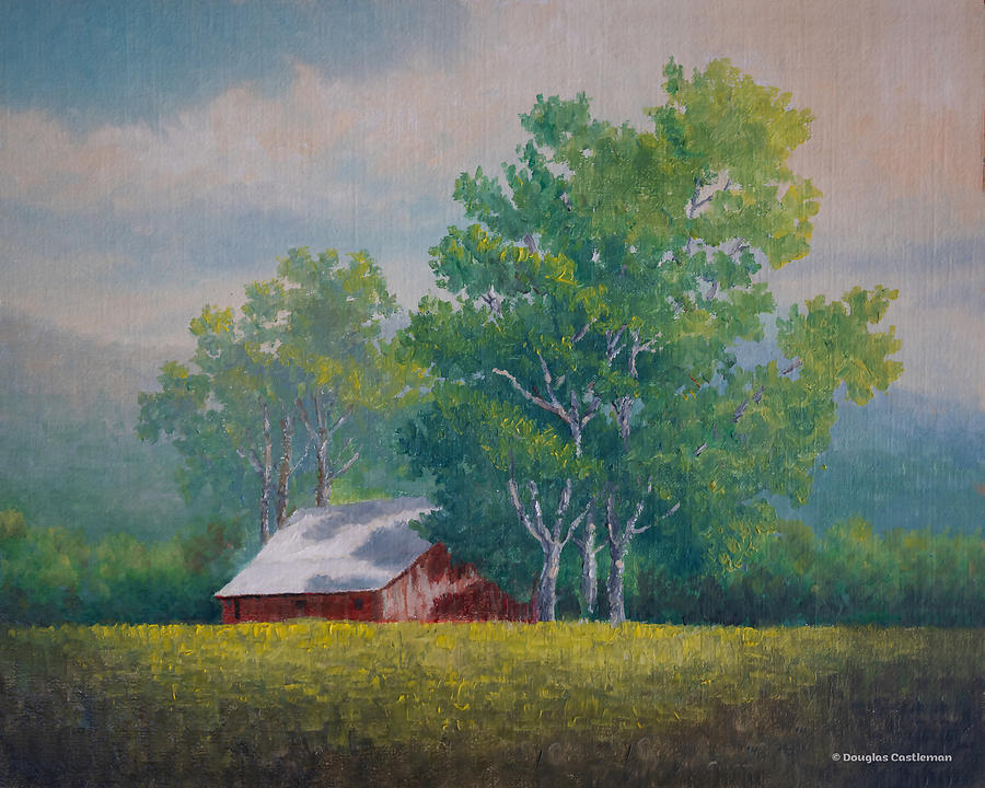 Barn with Trees Painting by Douglas Castleman