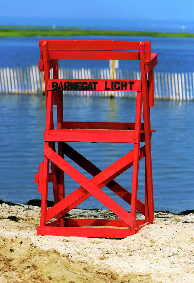 Unique Photograph - Barnegat Light Lifeguard Chair in New Jersey by John Rizzuto