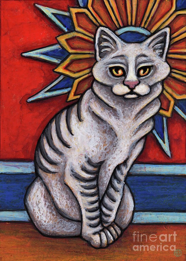 Barney. The Hauz Katz. Cat Portrait Painting Series. Painting by Amy E Fraser