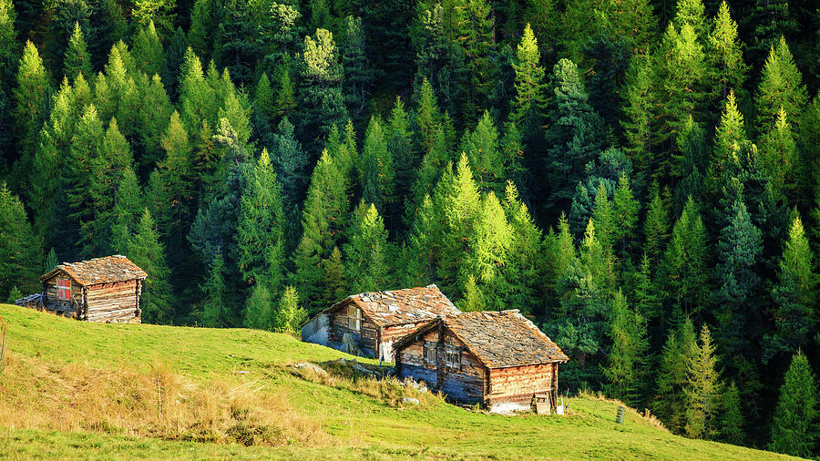 Barns in an alpine village Photograph by Alexey Stiop