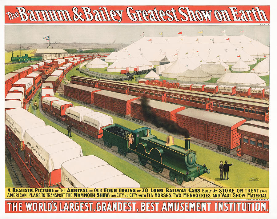 Barnum And Bailey Trains Arriving - Greatest Show on Earth - 1899 Painting by War Is Hell Store