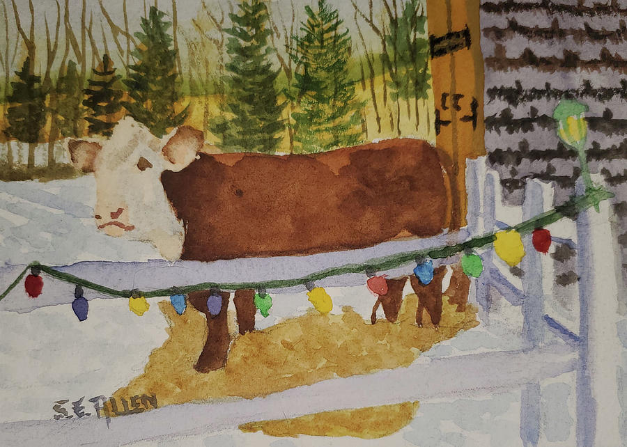 Barnyard Christmas Painting by Sharon E Allen