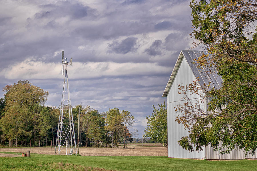 Barnyard Windmill and Barn - Indiana Photograph by Bob Decker