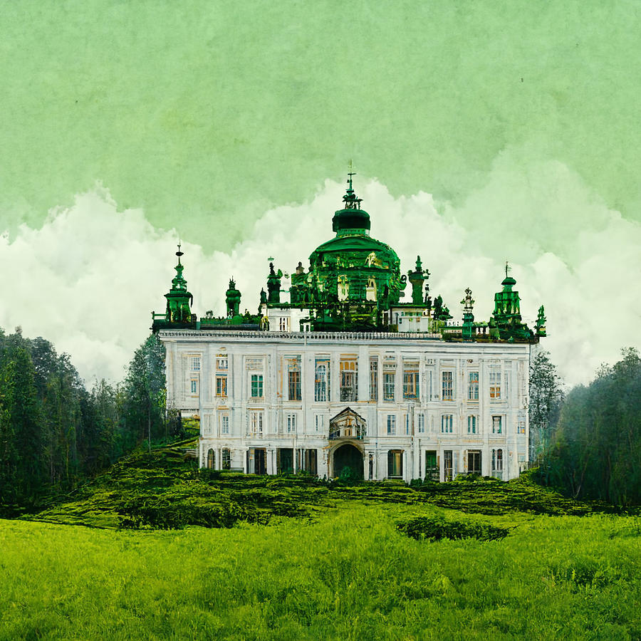Baroque  Palace  With  White  Facade  And  Light  Gree  4e0492c1  57a1  4378  A791  6b7815e13754 By Painting