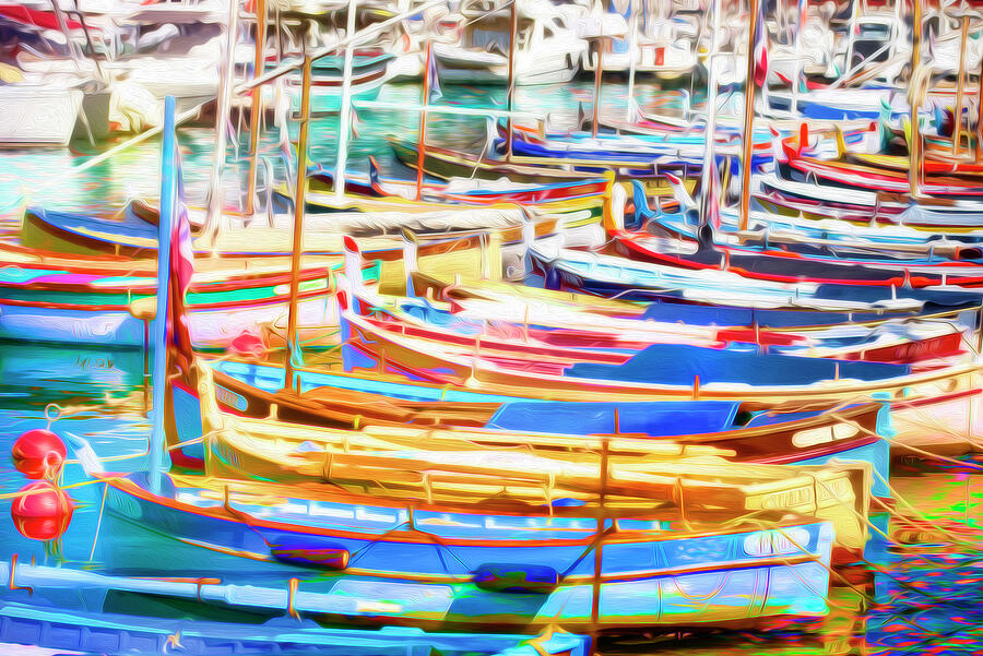 Boat Photograph - Barques Couleurs by Mary Mansey