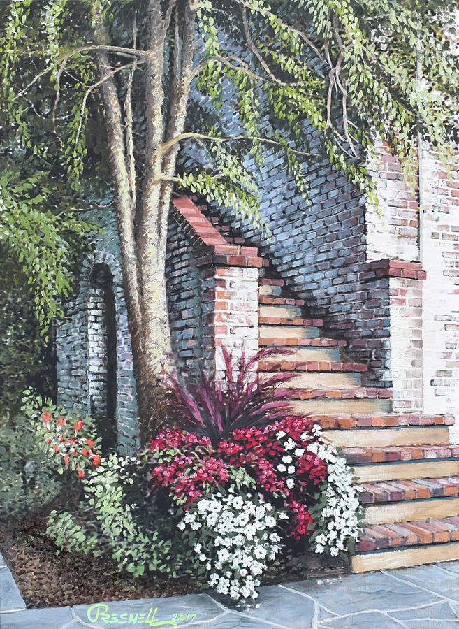Barracks Stairway, Winchester Arboretum Painting by Donald Presnell
