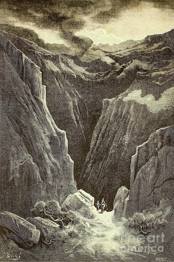 Barranco De Poqueira By Gustave Dore W1 Drawing