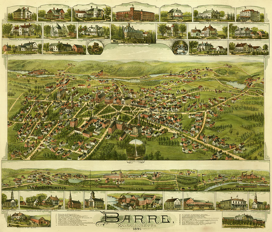 Barre, Massachusetts 1891 Drawing by Vintage Maps - Fine Art America