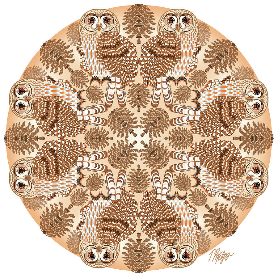 Barred Owl Nature Mandala Digital Art by Tim Phelps