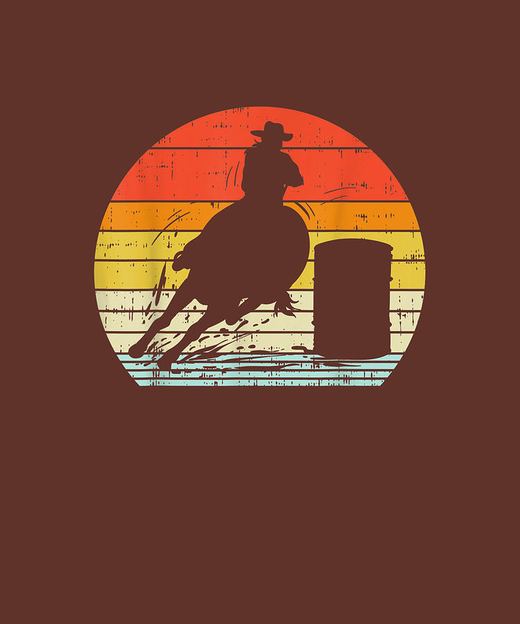 Barrel Racing Sunset Retro 80s Rodeo Horse Racer Rider Gift Drawing by ...