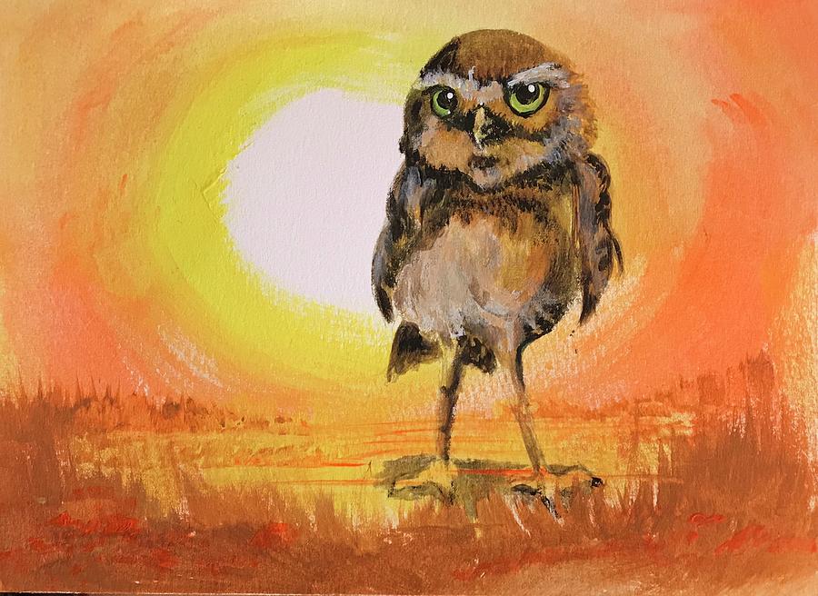 Barrow Owl Painting by Marilyn Jacobson