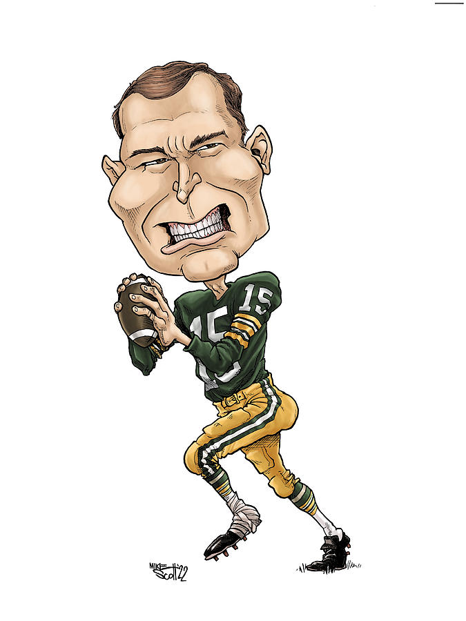 Bart Starr, 1966 in color Drawing by Mike Scott